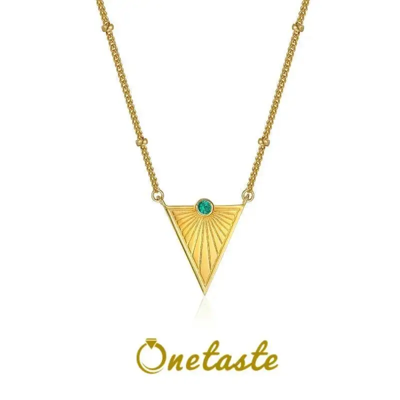 

925 Silver Gold Plated CZ Triangle Pendant Necklaces Women Minimalist Geometric Trendy Stack Rosary Chain Chokers Necklaces Gift