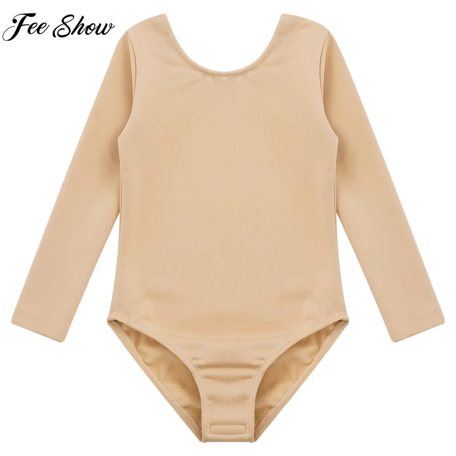 Children Girls Fleece Lined Ballet Dance Practice Leotard Long Sleeve Solid Bodysuit for Gymnastics Skating Dancing Class Yoga