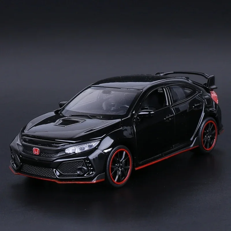 1:32 HONDA CIVIC TYPE-R Toy Car Metal Toy Diecasts Toy Vehicles Car Model Sound Light Pull Back Car Toys For Children Gifts