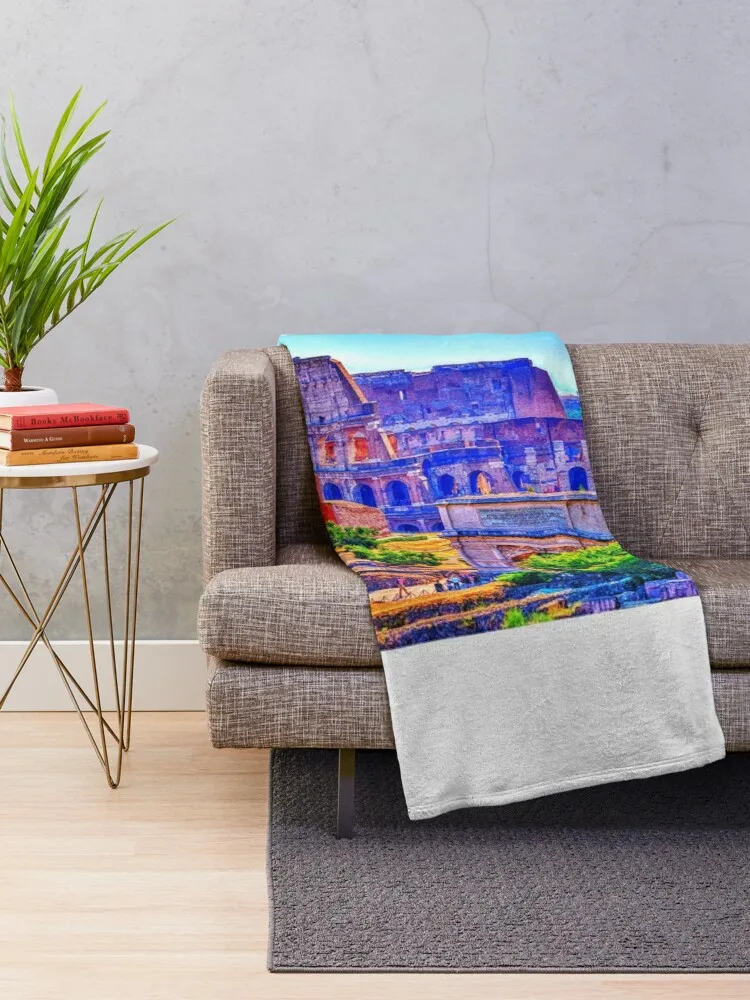 The Colosseum, Rome Throw Blanket Camping Beach Blankets