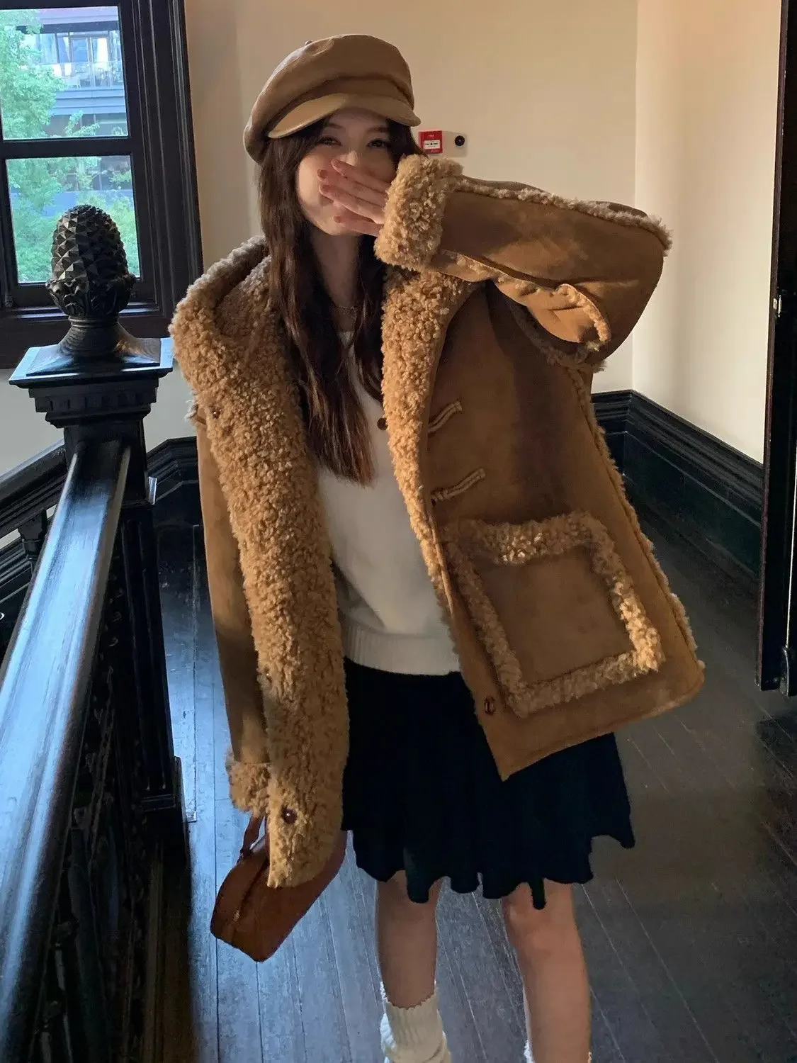 معطف لامبير نسائي جديد موضة شتاء 2025، جاكيت قطني بقلنسوة فضفاض للركاب #4