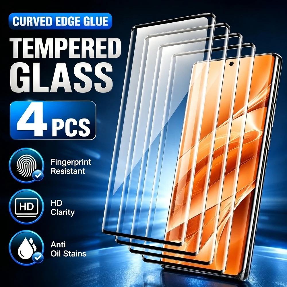 

4Pcs Full Cover HD Tempered Glass for Samsung Galaxy S26 S23 S25 S24 Ultra S22 S21 S20 Plus S25 S24 FE Curved Screen Protector