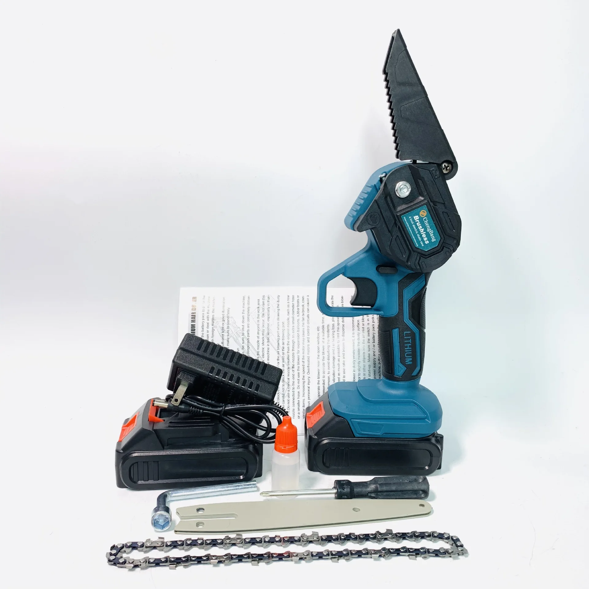 Lithium electric mini chain saw 05foreign trade with 4 inch 6 inch rechargeable outdoor handheld electric saw Makita Battery