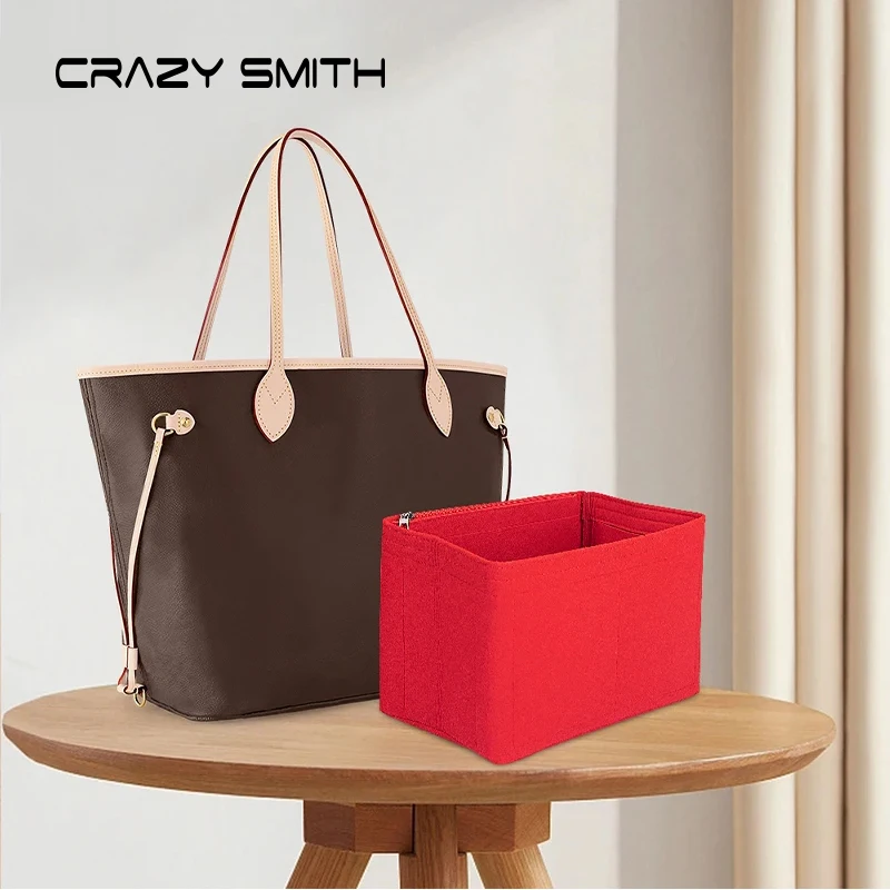 

CRAZYSMITH Inner Bags For LV Neverfull Felt Insert Bag Organizer Makeup Purse Portable Cosmetic Storage Tote Bag Accessories