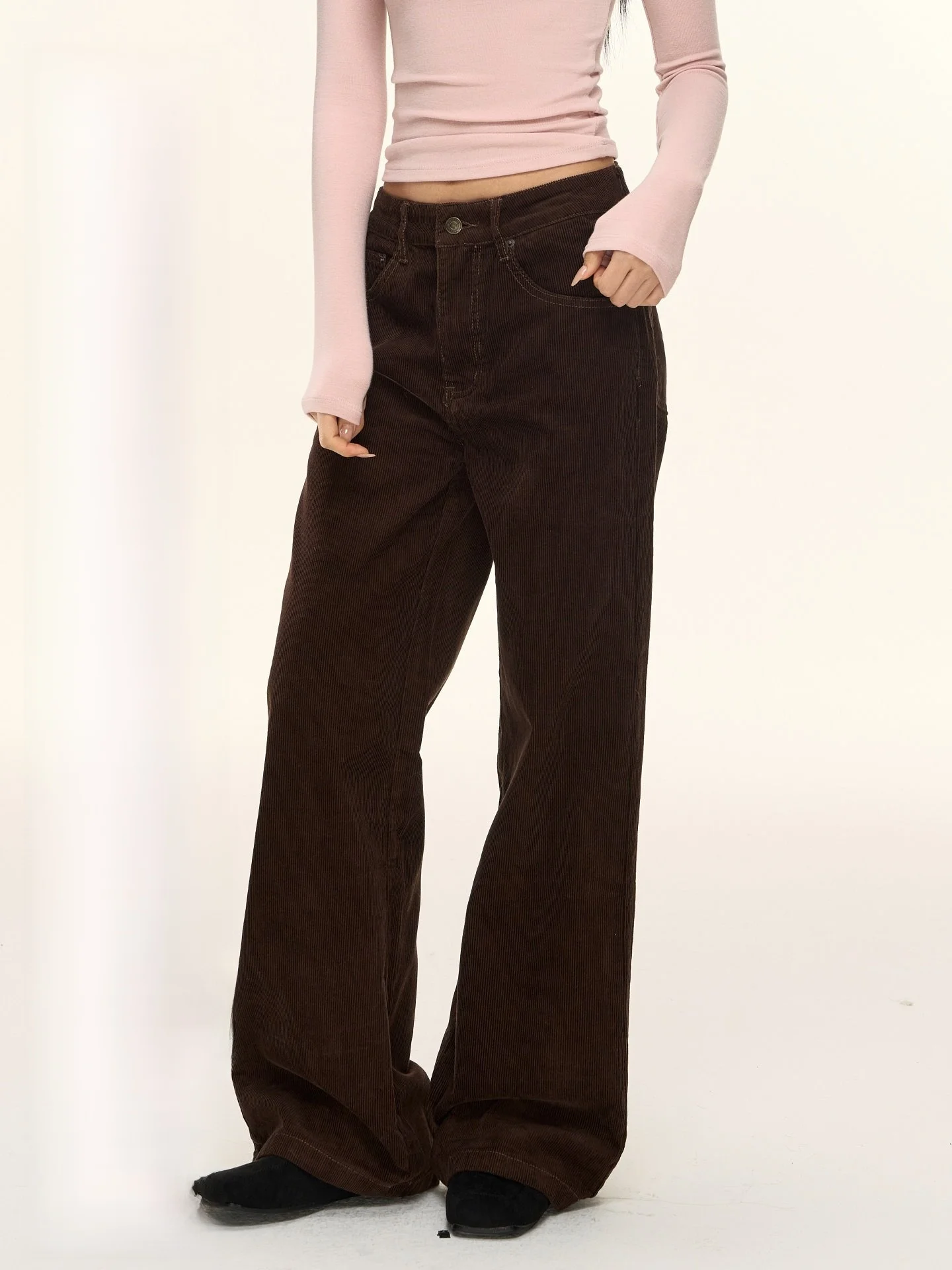 

Женские вельветовые брюки Nova B коричневого цвета с низкой талией, осенне-зимние, прямые, свободные, широкие, длинные, повседневные, в стиле джинсов