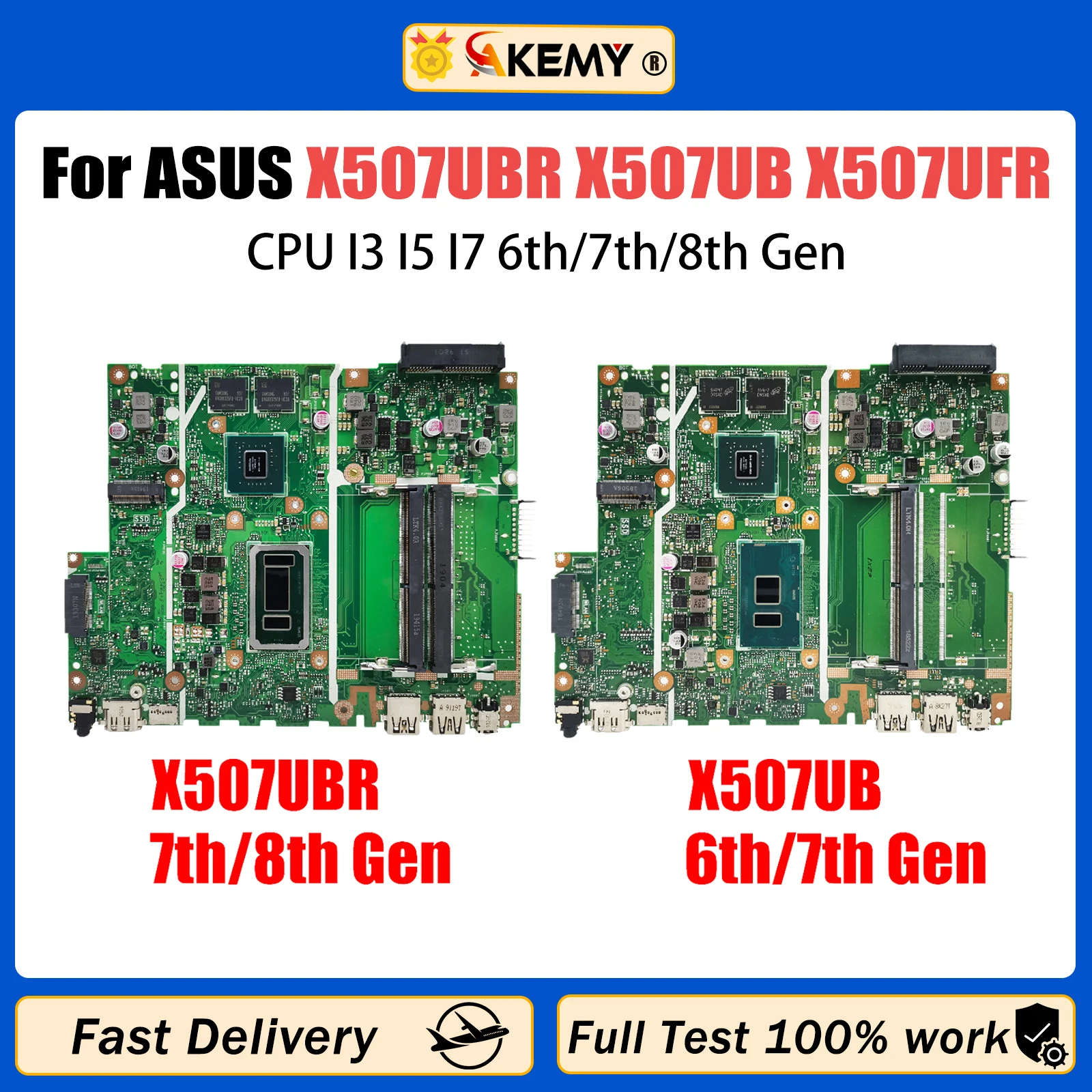 

AKEMY X507UF Mainboard For Asus X507UBR X507UB X507UFR X507UAR Y5000UB Laptop Motherboard CPU I3 I5 I7 6th/7th/8th Gen