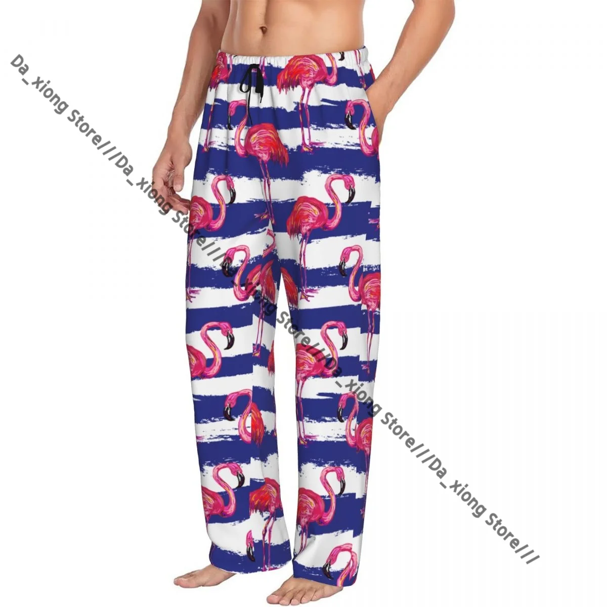 Exotic Pink Flamingo Birds Mens Pajamas Pyjamas Pants Lounge Pants Sleep Bottoms
