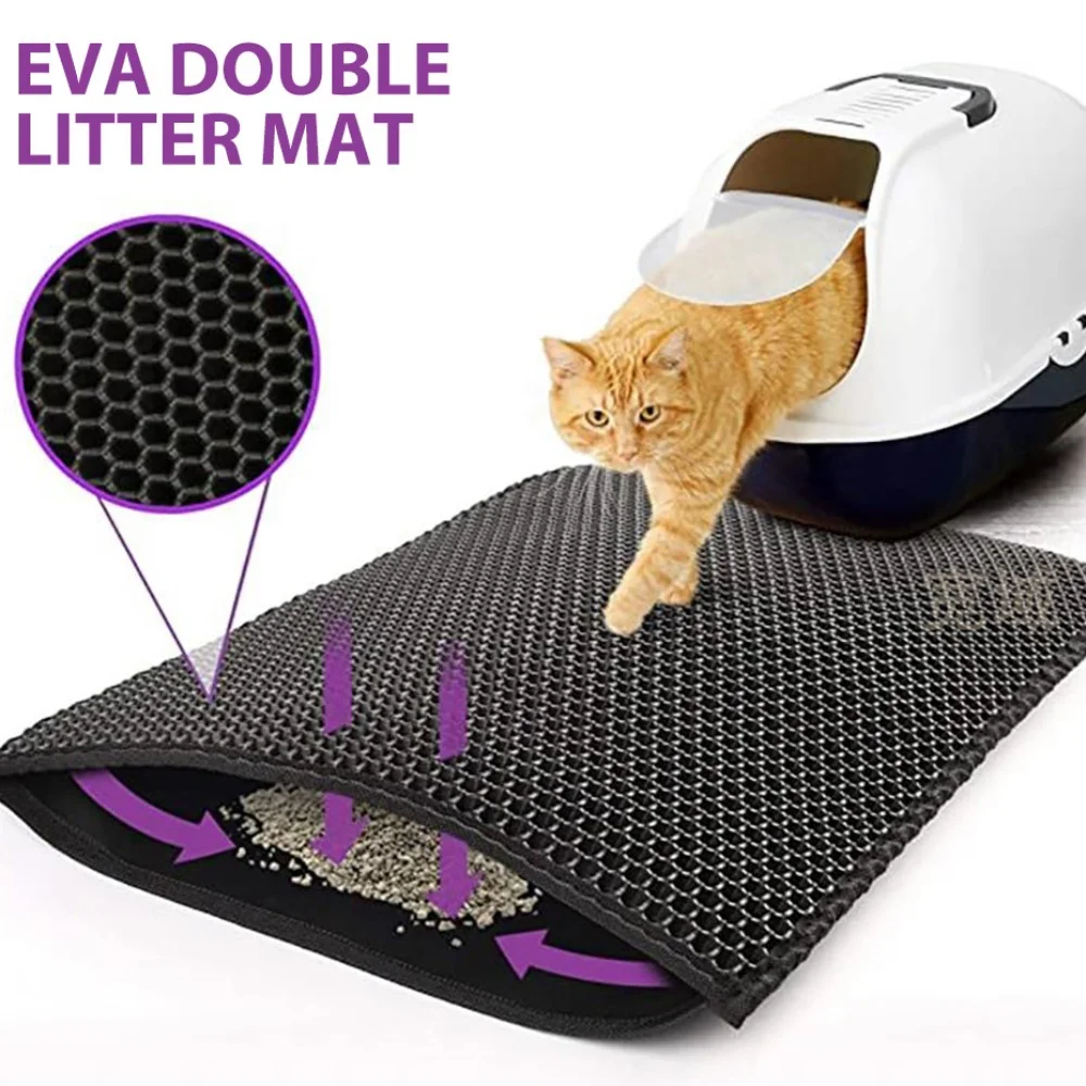 

Cat Litter Mat Double Layer Waterproof Urine Proof Trapping Mat Easy to Clean Non-Slip Toilet Pad Cat Scratch Pad Large Foot Pad