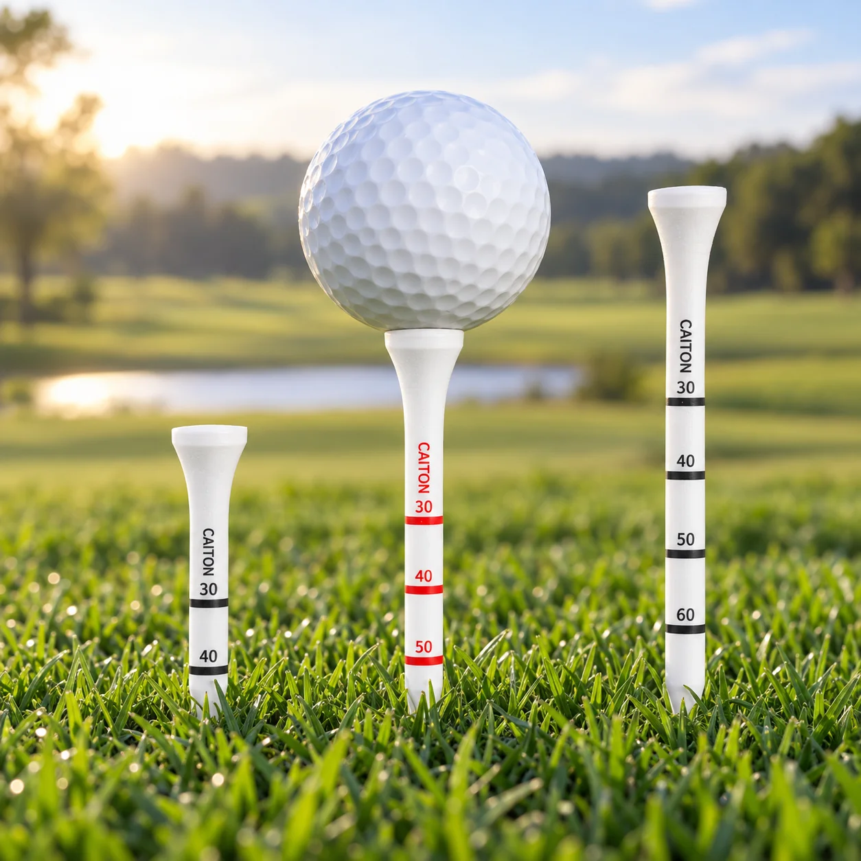 Caiton Golf Tees with Height Markings, 3 Sizes 2 Colors, Consistent Tee Height Golf Course Accessories for Practice and Play