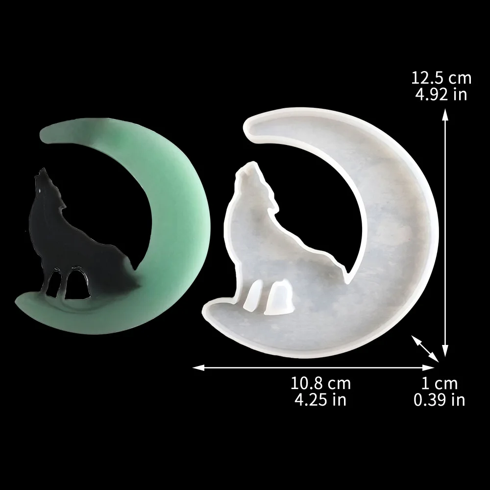 DIY Crystal Drop Glue Resin Mold Creative Moon Wolf Cat Girl Mermaid Tail Epoxy Silicone Epoxy Mould for Ornaments Home Decor