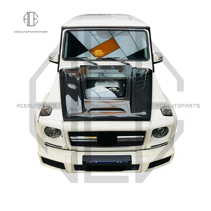 CARBON TRANSPARENT HOOD TRIM FOR BENZ G-CLASS W463 G500 G55 G63 G350 IMP STYLE CARBON FIBER BONNET TRIM FOR W463 HOOD RACING