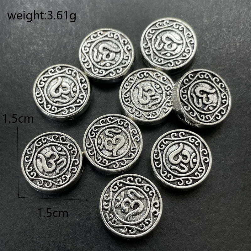 Tibetan Silver Tree of Life Yoga Pattern Perforated Spacer Bead DIY Charm Making Jewelry Necklace Connector Accessories
