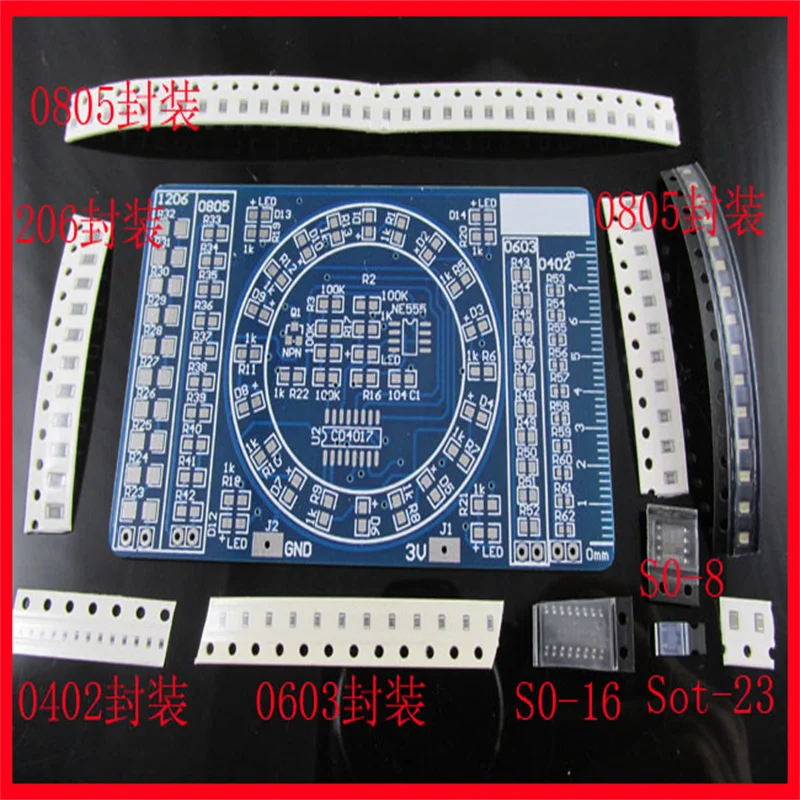 Chip Mounted Component Welding Exercise Board CD4017 Flowing Light Kit Skill Training  Competition