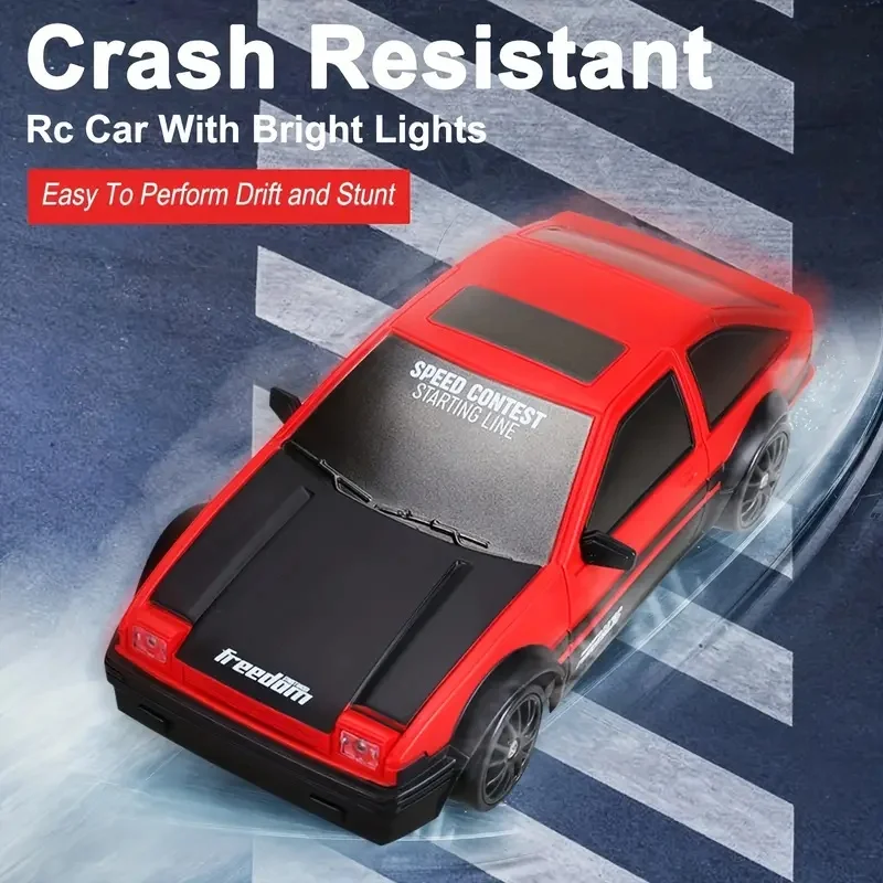 Remote Control Car, Drift Stunt Car With LED Light Glow, 14KM/ H High Speed, RC Car With Rechargeable Battery, Toy Car