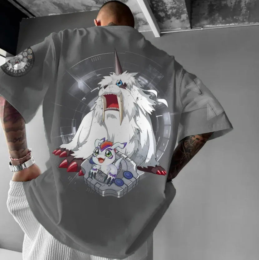 

Pokémon Digital Anime Peripheral Characters Printed Men's and Women's Short sleeved T-shirt Loose Trendy T-shirt