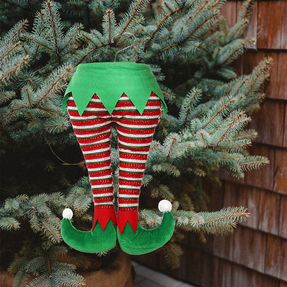 

1pc Christmas Elf Leg Ornament Hanging Decor For Christmas Tree Mantel Wall Holiday Stuffed Legs Xmas Decorations Festival Home