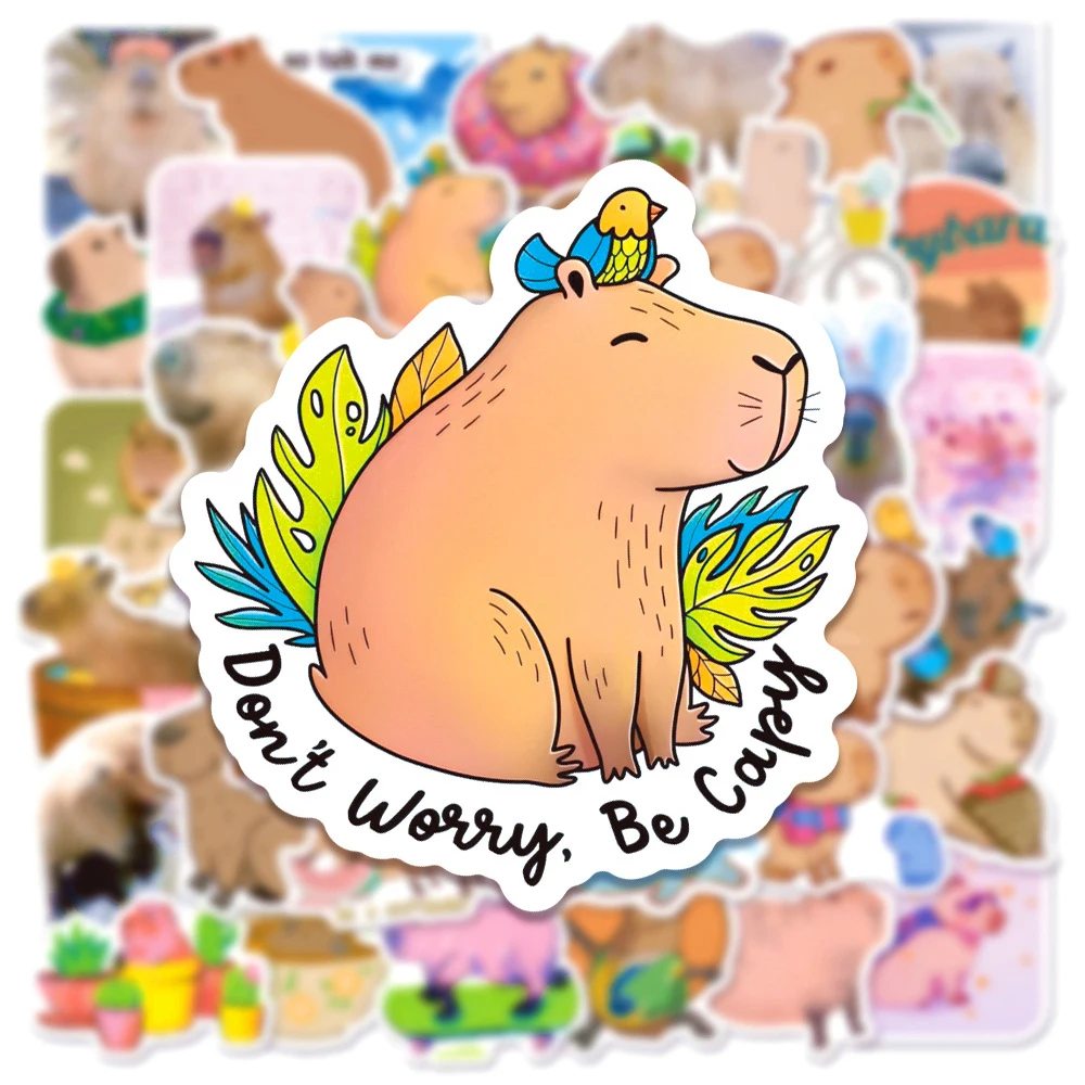 10/30/50pcs Kawaii Capybara Animal Stickers Cartoon Graffiti Decal for Notebook Helmet Fridge Funny Sticker Fun for Kid Toy Gift