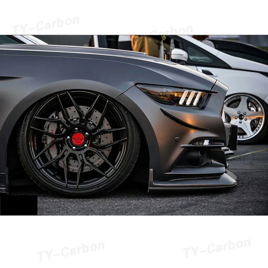 ABS المصد الأمامي الأسود الخائن زعانف القرش الجانبية Canards الزخارف لفورد موستانج GT V8 V6 MP نمط 2015 - 2017 ديكور السيارة