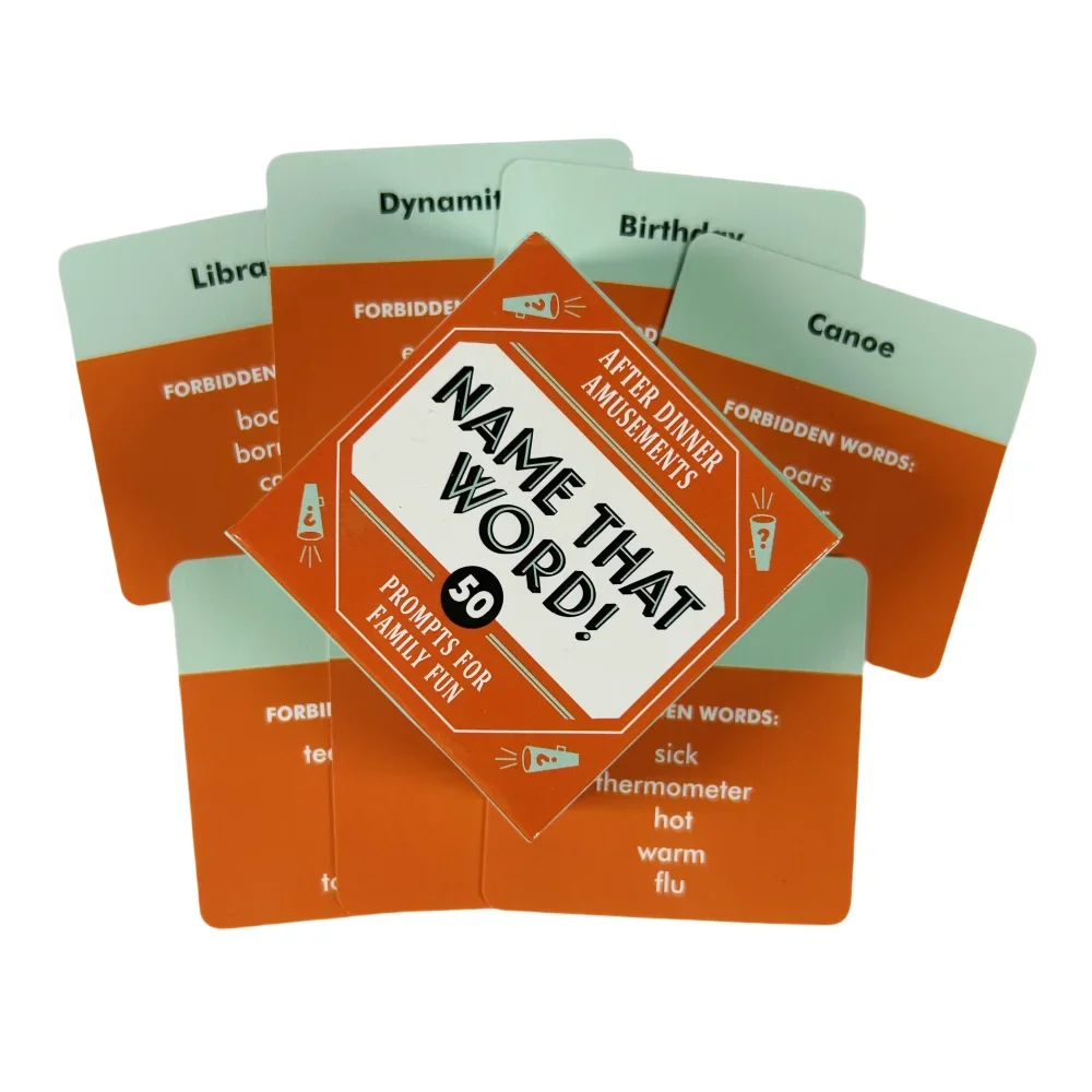 Juego de cartas con nombre de tamaño Mini que palabra, 50 cartas, diversión familiar, cartas de juego de adivinación de un solo personaje, perfecto para fiesta