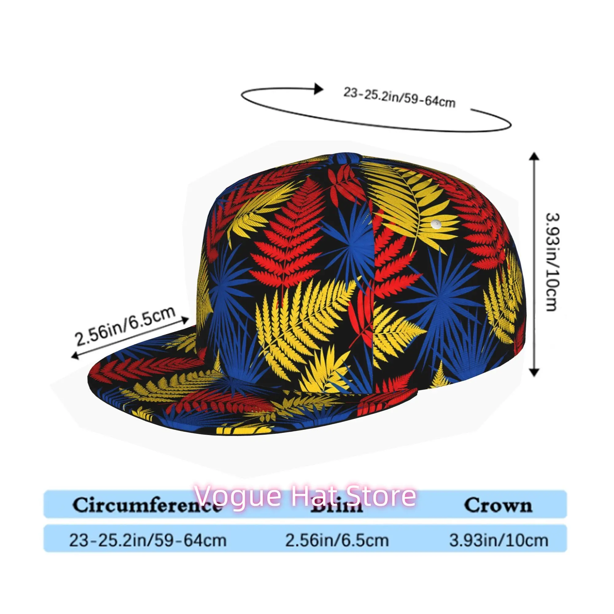 Vibrant Leaf Design (2), Unisex Flat Brim Baseball Cap for Men And Women, Hip Hop Streetwear Snapback Trucker Hat Ideal for Skat