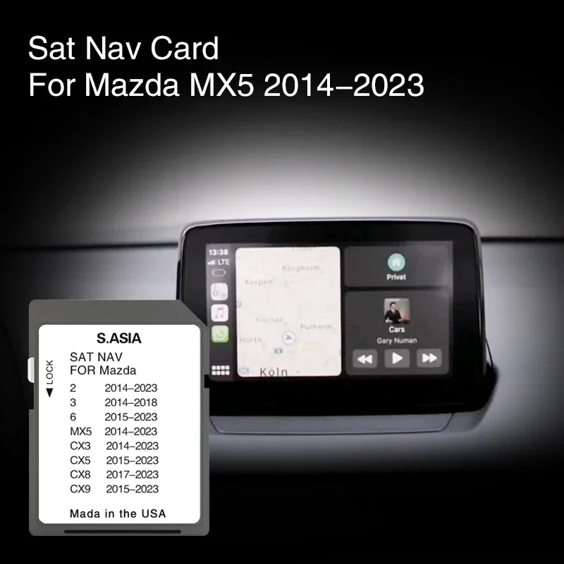 for Mazda MX5 from 2014 to 2023 Navigation Sat Car Naving Map Memeory Card Cover South Asia Newest Update Version