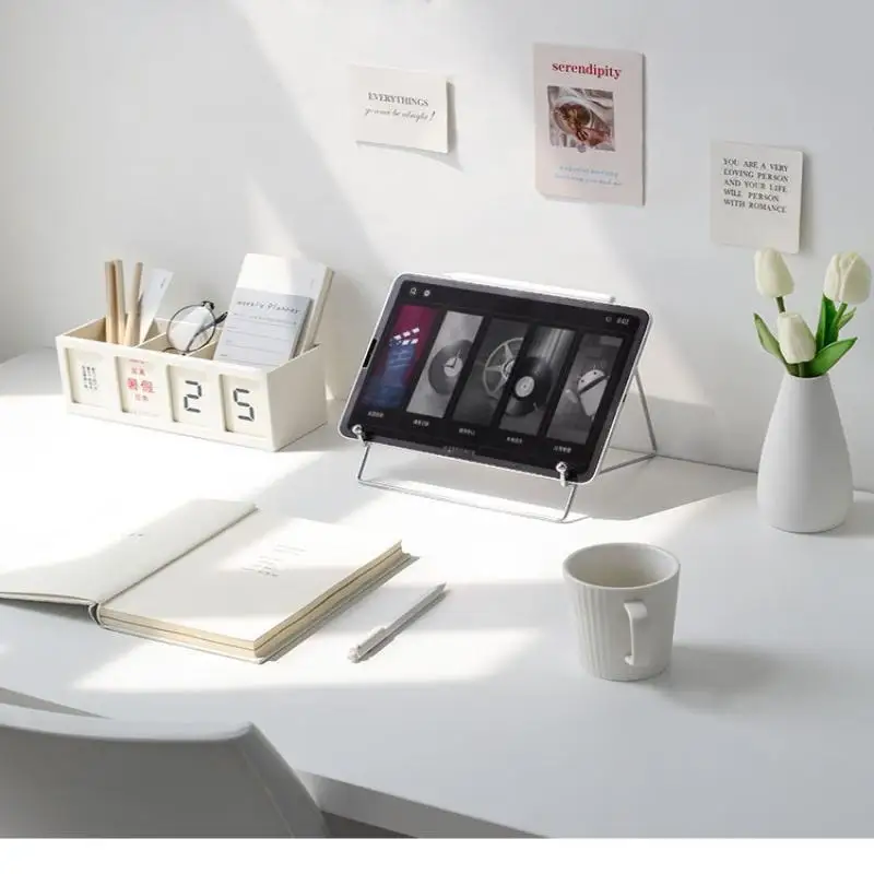 Portable Metal Flat Support New Silver Creative Book Reading Stand Mobile Phone Support Ins Style Desktop Support