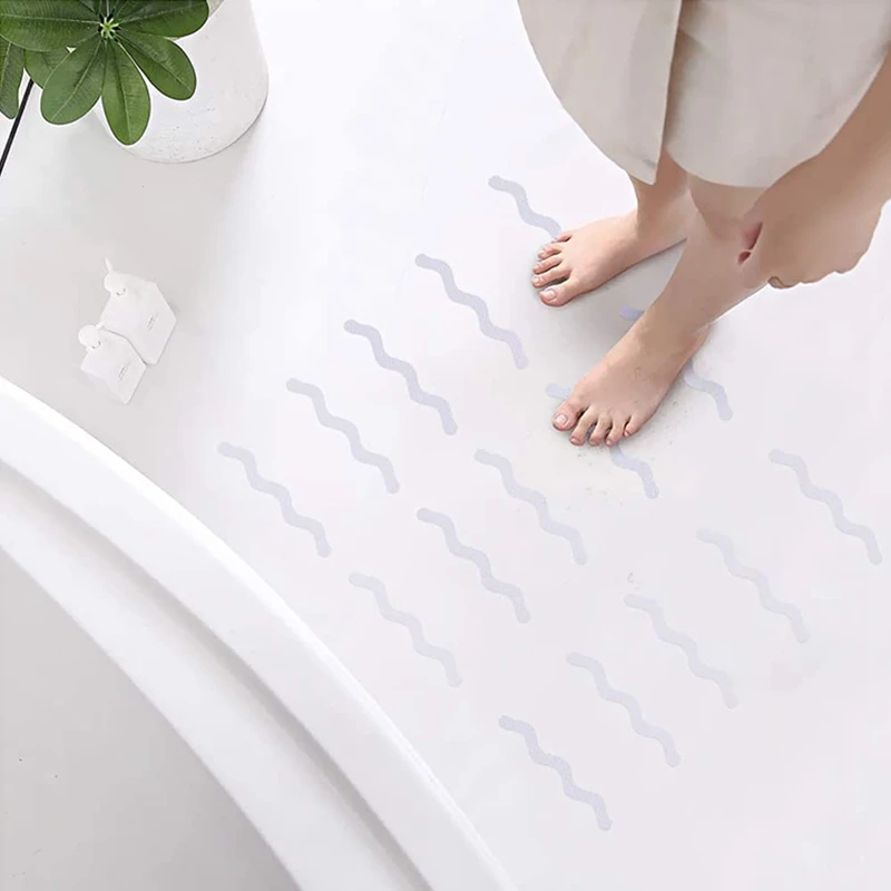 Bath Grip Stickers 24 Pcs Anti-Slip Strips For Shower With 2 Pcs Scraper Non Slip Strips Pad Bathtub Flooring Tape Mat