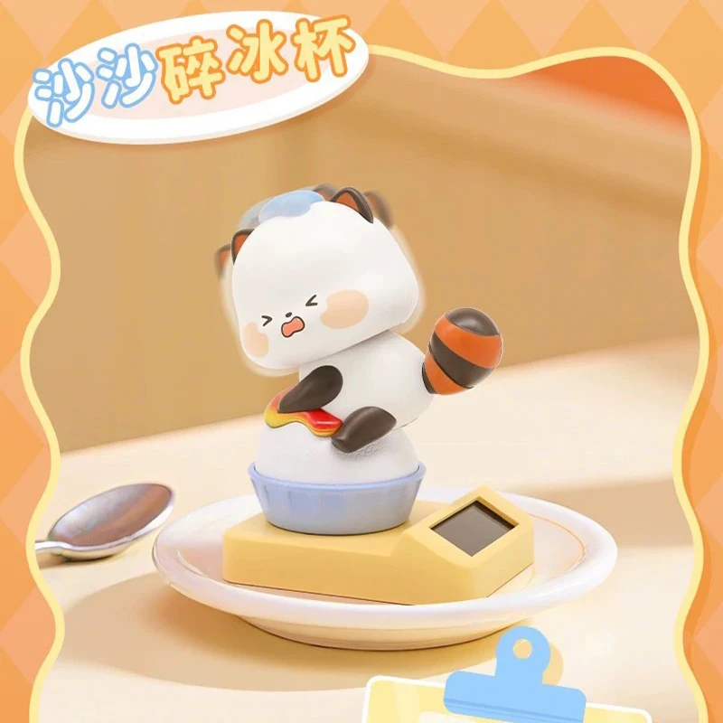 Moer Panda Cartoon Desktop Ornament Solar Movable Trendy Toy Blind Box Creative Figurine Food Theme First Series Wholesale Gifts view 4