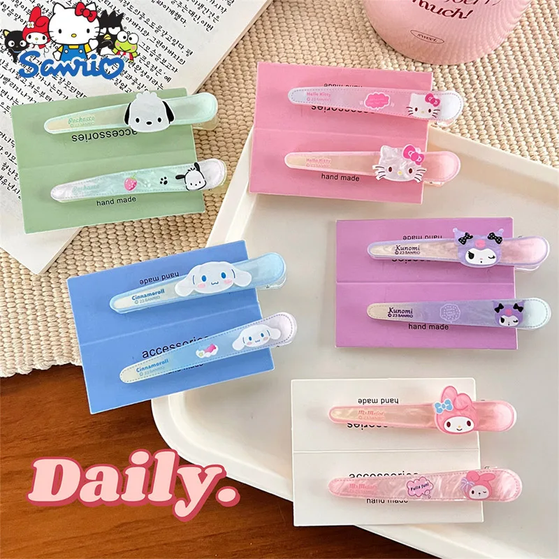 Sanrio Hair Clips Anime My Melody Kuromi Cinnamoroll Pochacco KT Hairpin Cartoon Artistic Fashions Accessories Gifts for Girls