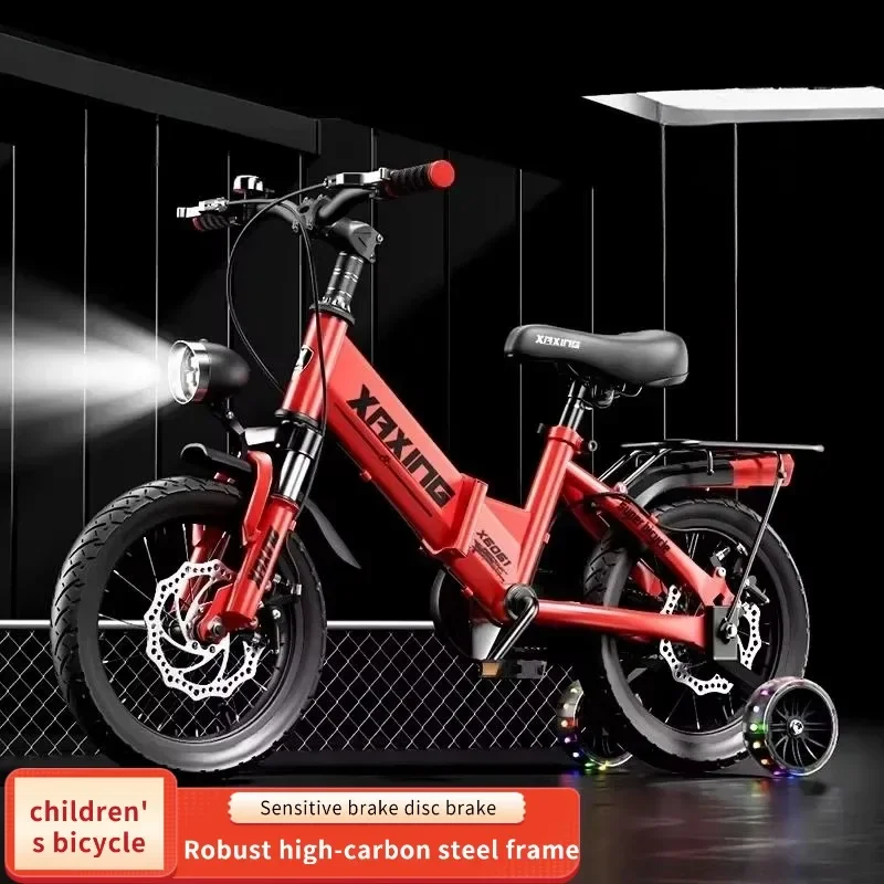 دراجة أطفال حمراء قابلة للطي مقاس 14-18 بوصة للأطفال للأعمار من 3 إلى 6 عجلات تدريب قابلة للتعديل للجنسين دراجة بدواسة للأطفال #1