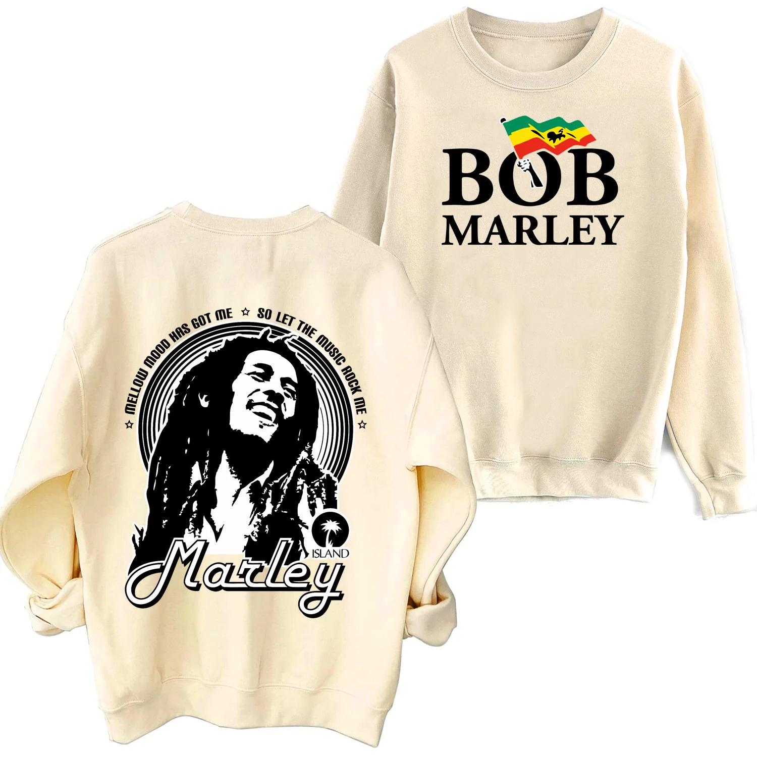 Bob Marley Sweatshirt Man Woman Harajuku Hip Hop Round Neck Long Sleeve Oversized Hoodie Fans Gift