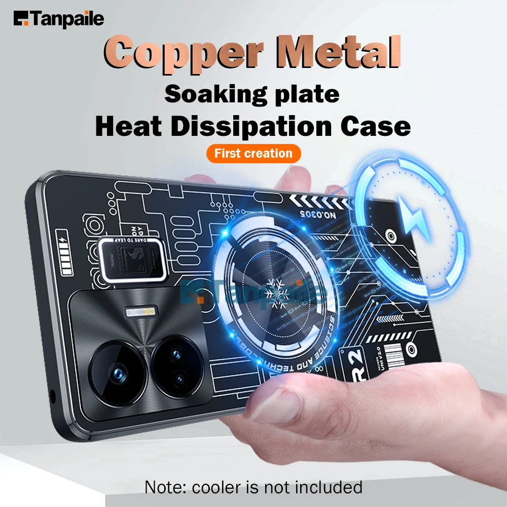 

Tanpaile Magnetic Cooling Phone Case For Realme GT NEO5 NEO3 Shockproof Copper Heat Dissipation Metal Back Cover