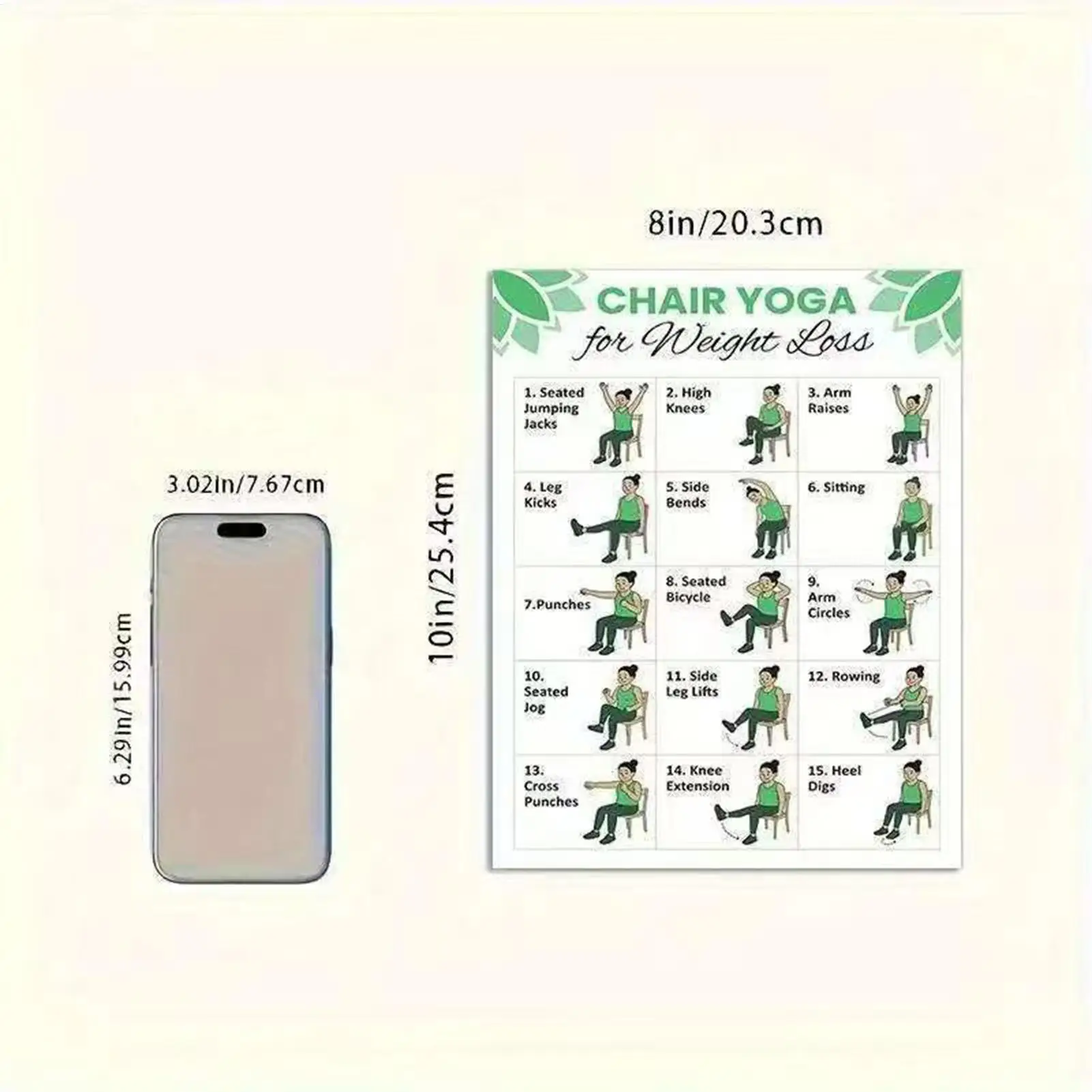 Chair Yoga Chart 30-Day Workout Charts 2 Pieces Chair Yoga Trainer Guide for Senior Beginner Mobility Balance Flexibility