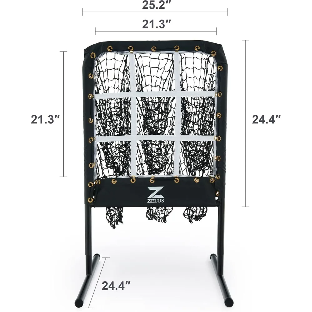 Baseballnetz mit Zieltaschen, Pitching-Netz mit Schlagzone, tragbares Pitcher-Trainer-Netz