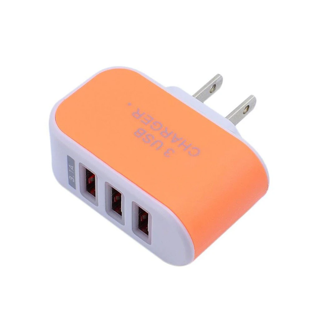 Soket steker pengisi daya untuk ponsel, adaptor pengisi daya 2A 100-240V 3 Port USB Hub catu daya untuk pengisian perjalanan colokan standar EU