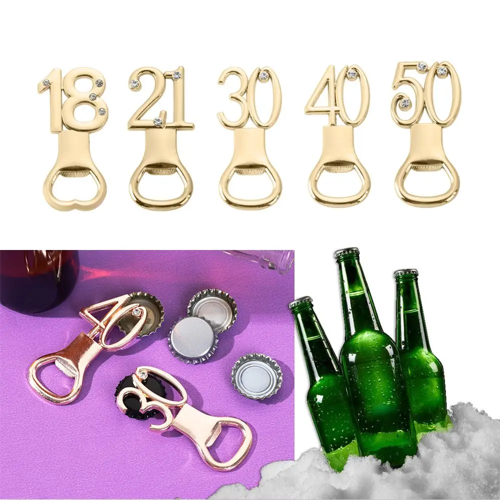 

Rhinestone Number shape Guest Return Gifts Anniversary Bottle Openers Bar Tool Age Birthday Beer Opener