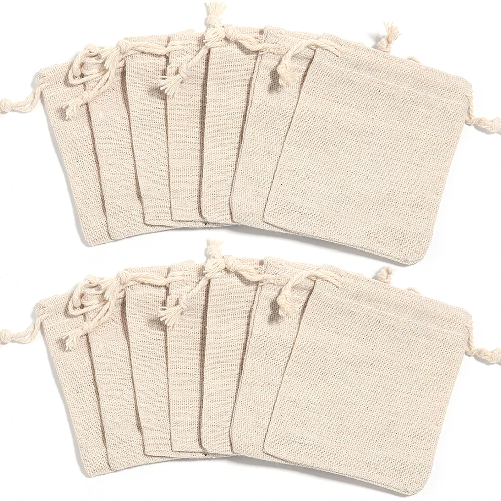 5/10Pcs Linen Drawstring Bags Multiple Sizes Coin Money Card Holder Gift Jewellery Pouch Cosmetic Washing Storage Bags Supply
