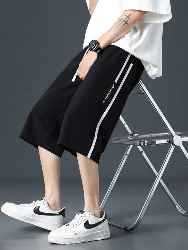 

Summer Thin Ice Silk Loose orts Boys Teenage Students Qui Dry Sports Seven-Foot Casual Pants for Big Kids