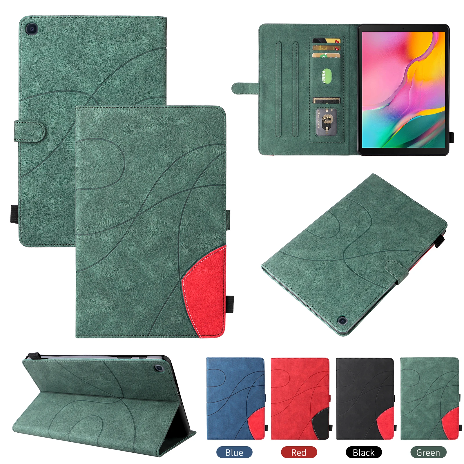 

Case for Samsung Galaxy Tab A 9.7 2015 SM-T550 SM-T555 Stand Business Flip Leather Embossed Luxury Tablet Cover with Card Slot