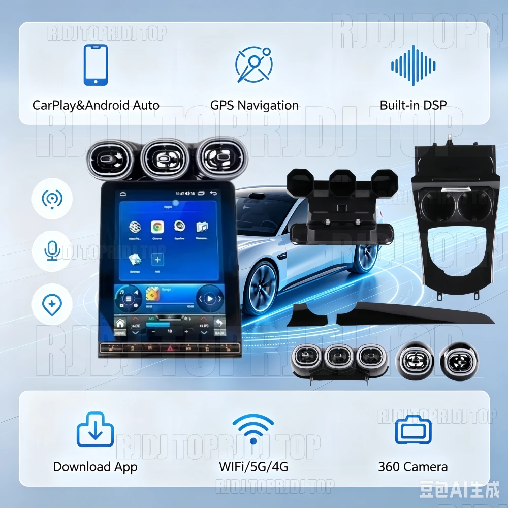 

Android Auto For Benz GLC C 2015~2022 Car Radio Multimedia Auto GPS Navigation Video Stereo Receiver Old To New Screen Head Unit