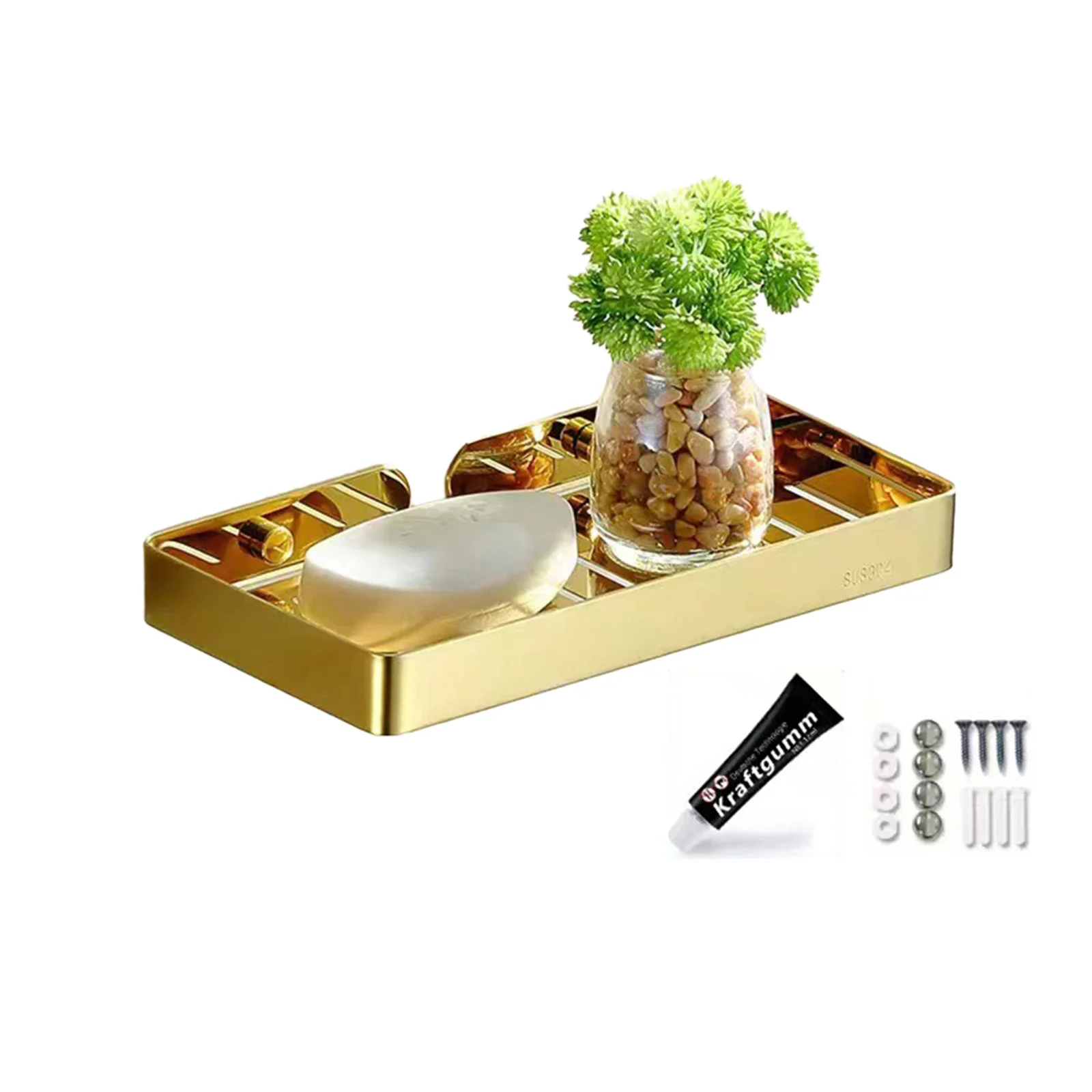 

Storage Rack Soap Rack Bathroom 4 Colors Options Stainless Steel Thickening Wall Mount With Two Hooks Practical