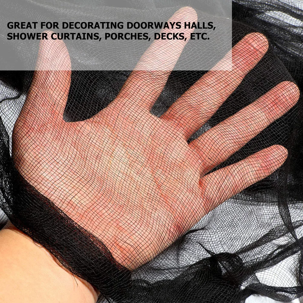 

Black Mesh Net for Halloween Decorations Outdoor Indoor Use Spooky Backdrops Doorways Shower Curtains Porches DecksHaunted