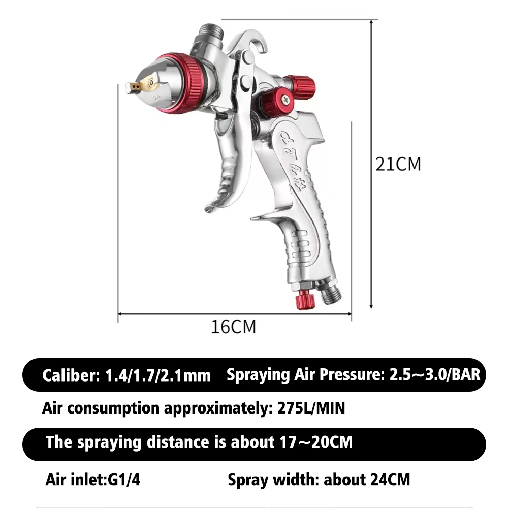 HVLP Spray Gun Set 1.4 1.7 2.0 MM Mini Air Paint Sprayer with 10 Disposable 300ML Cups for Car Furniture Fence Painting