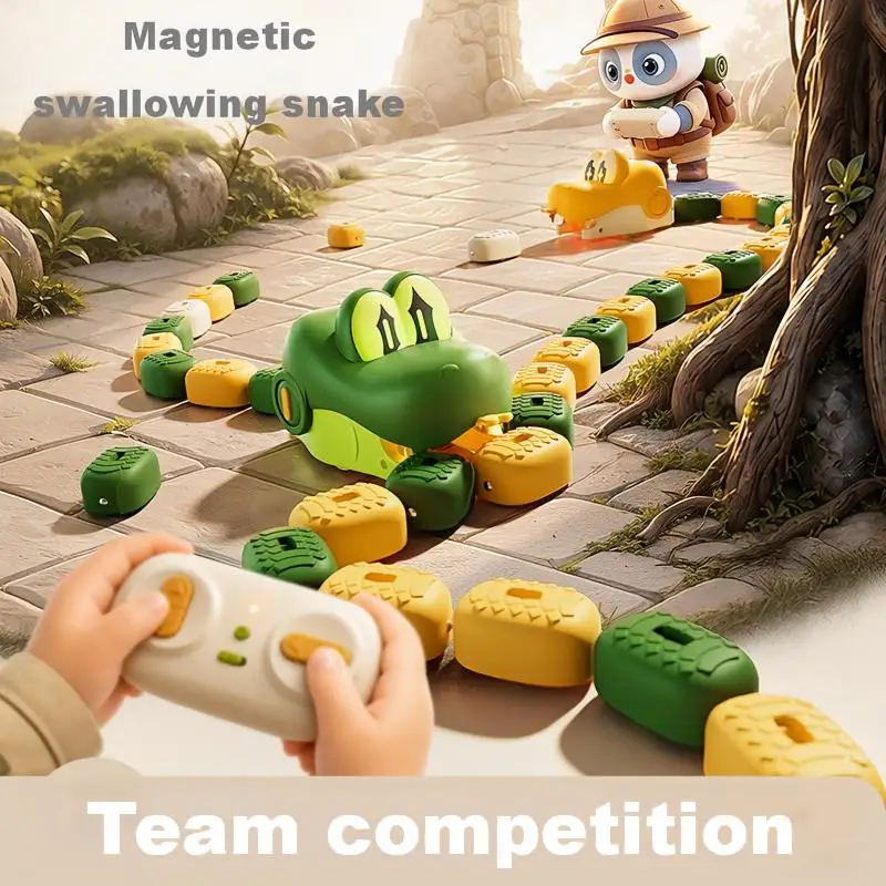 Magnetic Eating Snake Remote Control Car Dual Player Battle Greedy Bean Interactive Racing Game Children Birthday Gift Toy