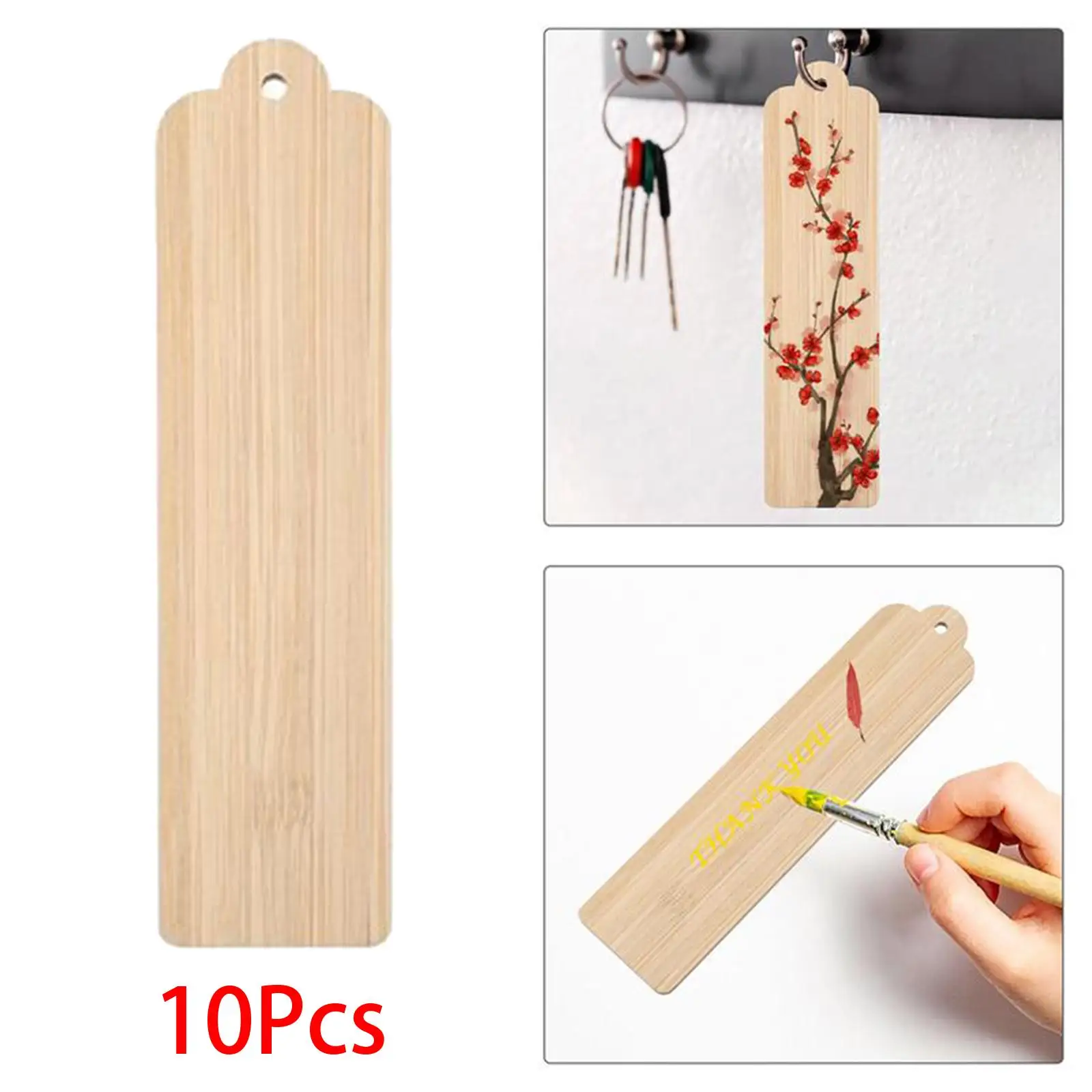 10 pezzi di segnalibri di bambù vuoti non finiti sfusi con fori pezzi di legno cartellini regalo appesi per la festa di creazione di carte di Scrapbook fai da te