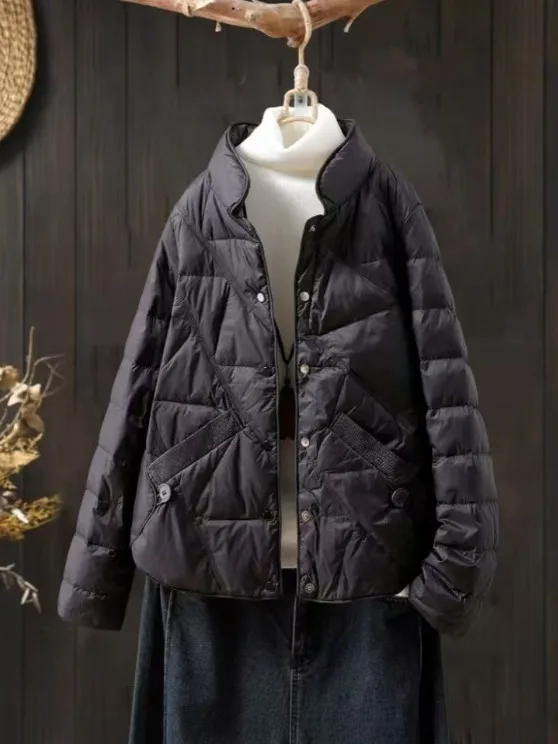 شتاء جديد خفيف رقيق ort المرأة أسفل Jaet الكورية Faion فضفاض دافئ Du أسفل معطف ريترو Sle ألياف البوليستر الدفء