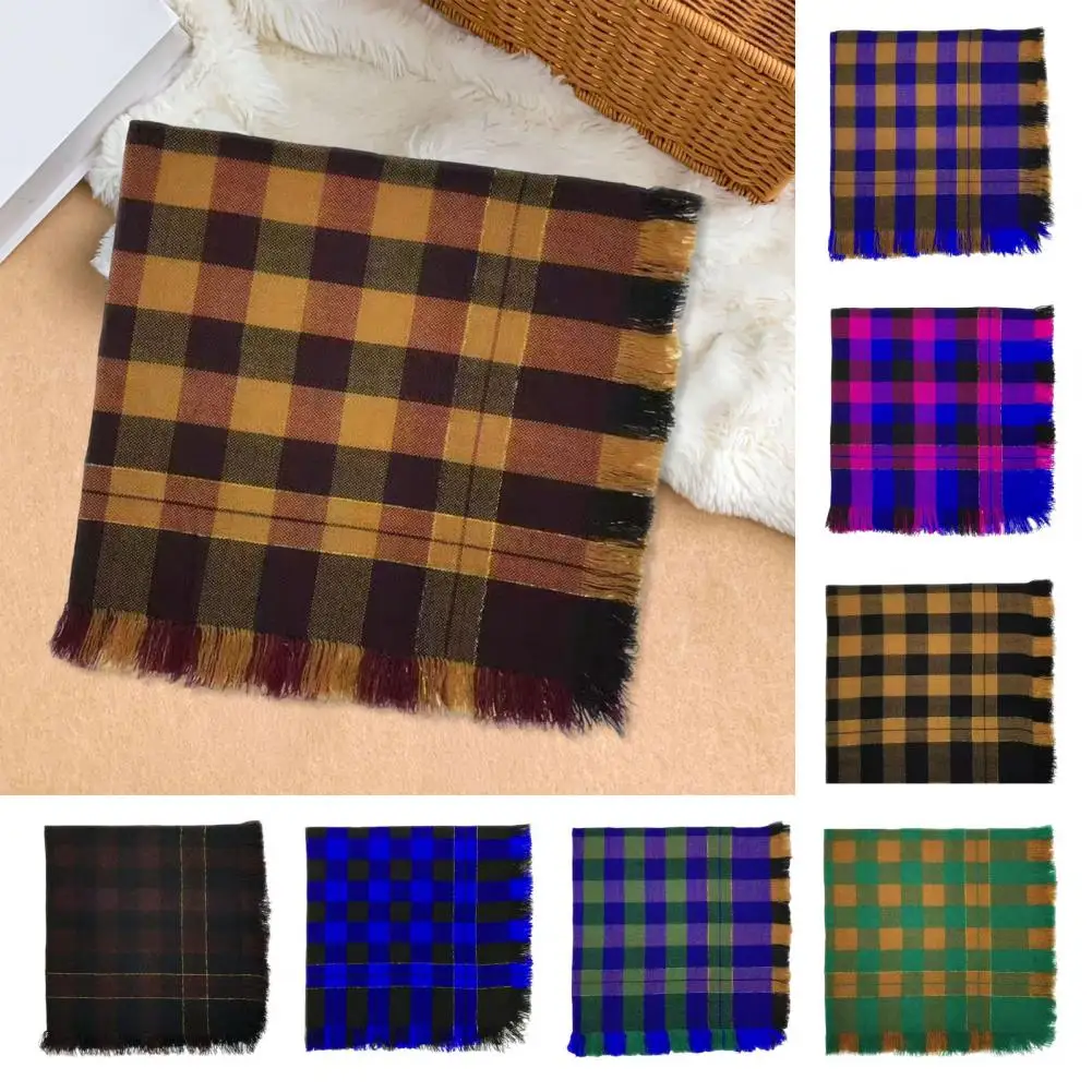 

Шерстяной квадратный шарф с кисточками, клетчатый узор, женский вязаный шарф, универсальный платок, повседневная уличная одежда, шарф