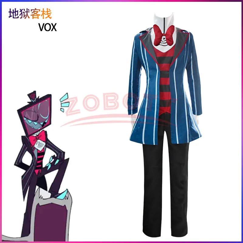 Hazbin Cosplay Hotel Vox Cosplay Costume Uniform Suit Outfit Men Halloween Carnival Christmas Costumes Blue Red Suit Cosplay