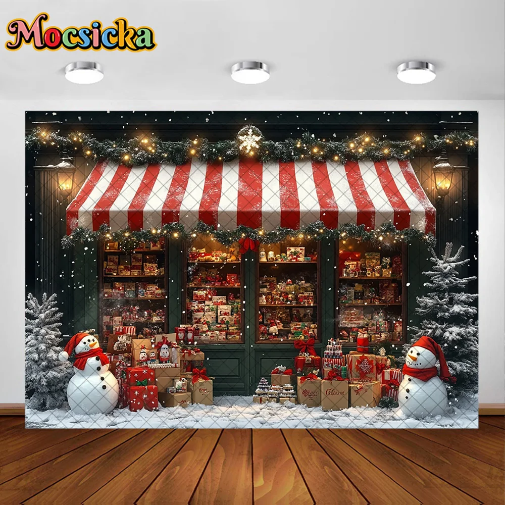 Mocsicka التصوير خلفية لطيف ثلج لعبة مخزن عيد الميلاد الديكور الاطفال عيد الميلاد عطلة لوازم الخلفيات للصور