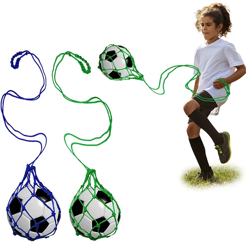 Juventude futebol auto trainer kick net bolso profissional esporte ao ar livre náilon net saco de basquete malha sólida bola de futebol carry bag
